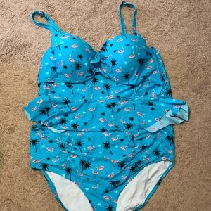Two piece flamingo swimsuit